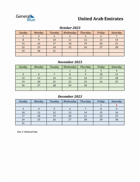 Q4 2023 Quarterly Calendar With United Arab Emirates Holidays Pdf