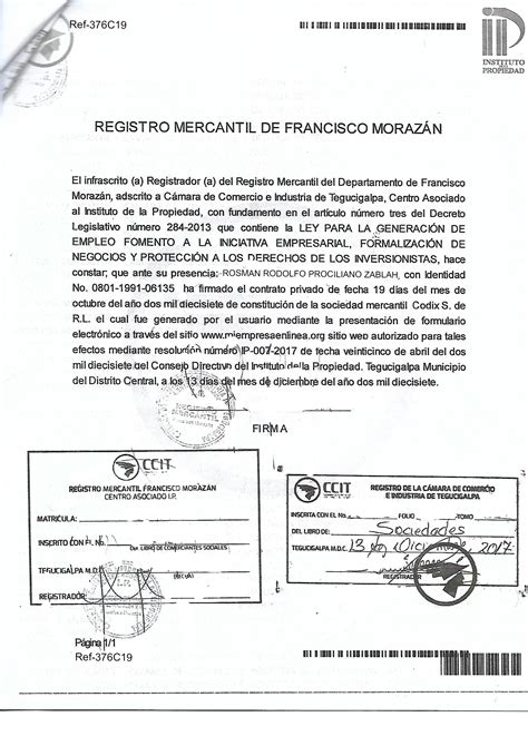 Ejemplo De Registro Mercantil De Una Empresa Opciones De Ejemplo