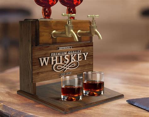 Personalized Embossed Named Wooden Double Faucet Whiskey Etsy In 2023