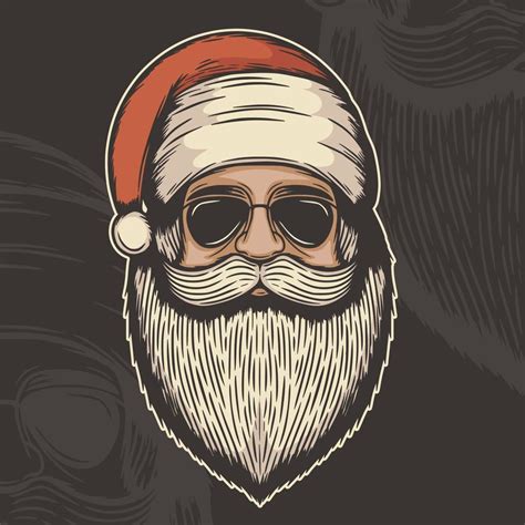 Hipster Santa Claus Wearing Sunglasses Merry Christmas Holiday