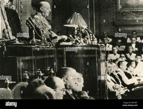 Spanish Head Of State Generalissimo Francisco Franco During A Speech At