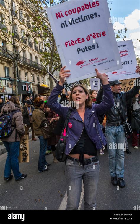 Paris France Demonstration Against Violence To Women Groups For Legal Prostitution