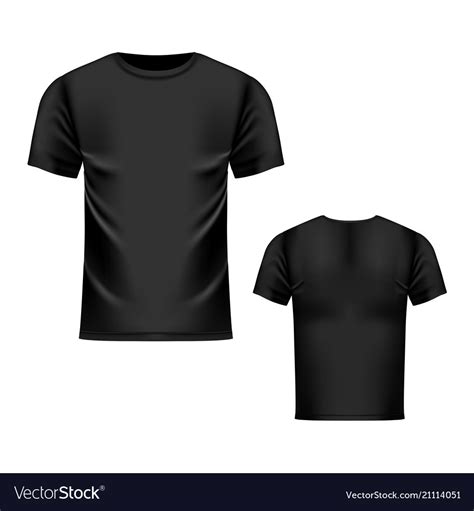 T Shirt Black Template Front And Back View Vector Image