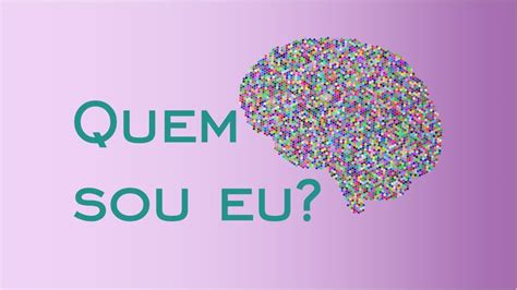 The Words Quem Sou Eu In Front Of A Purple Background With Colorful