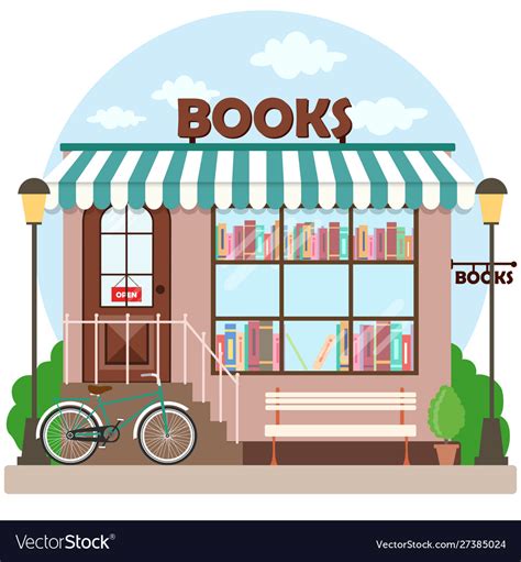 Bookshop Bookstore Building Facade A Row Books Vector Image