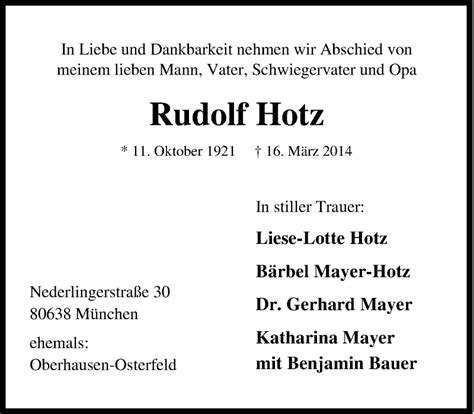 Traueranzeigen Von Rudolf Hotz Trauer In Nrwde