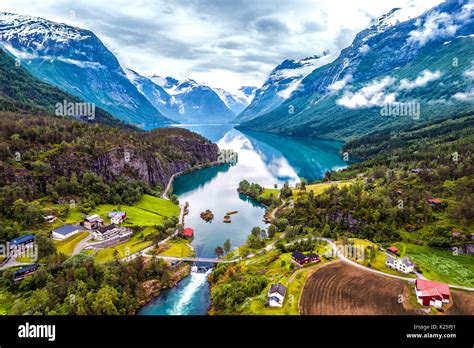 Beautiful Nature Norway Natural Landscape Aerial Photography Stock