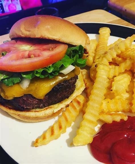 Homemade Simple Cheeseburger With Fries R Food