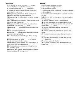 Under 50 words is best. Avancemos 3, Unit 4 Lesson 1 (4-1) Crossword Puzzle by ...
