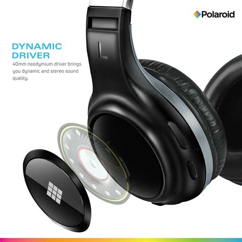 Polaroid Bluetooth Wireless Headphones Dynamic Stereo Headset With