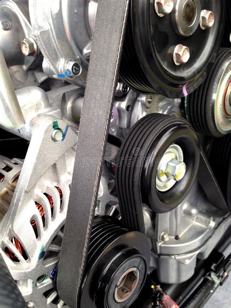 Car Engine Pulley Drive Belt Stock Image Image Of Mechanical Engine