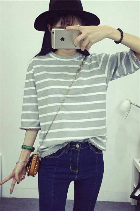 Pin By 中国 On 短袖t Striped Top Fashion Tops