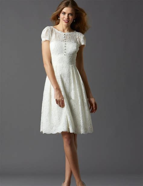 2016 Simple Design Knee Length Lace Wedding Dresses Short