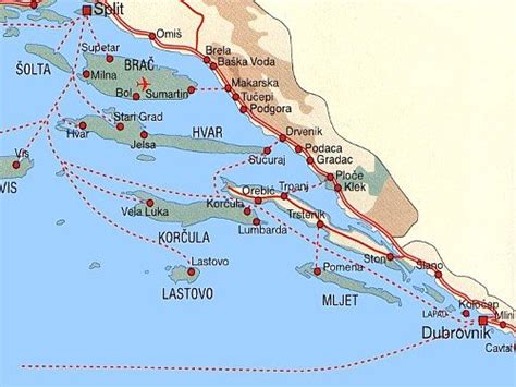 Croatia vacation map presenting you over 2000 km of indented coast with over 1200 islands and with the most picturesque mountain ranges in the background. Croatia: Dalmatian coast - cypriot and proud