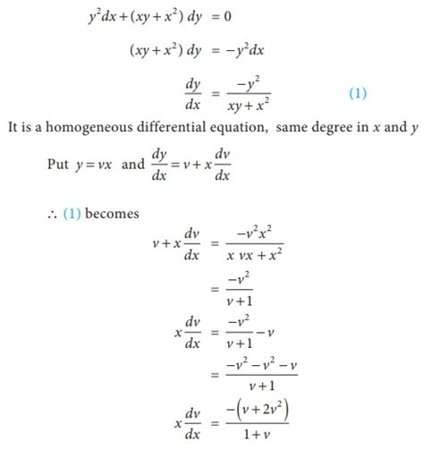 Homogeneous Differential Equations Example Solved Problems With Answer Solution Formula