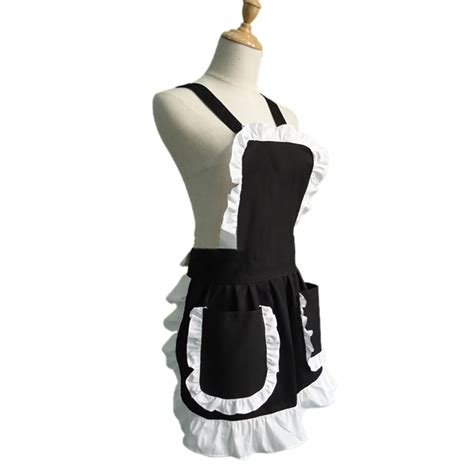 aspire french maid women s apron ruffles ladies fancy maid apron with pockets kitchen aprons