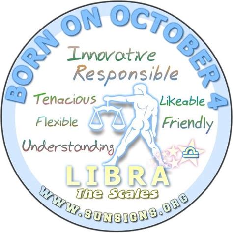 Mercury bestows the ability to be mentally agile and intelligent. The October 4th birthdate astrology predicts that you are ...
