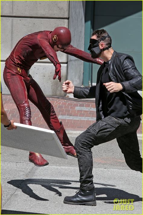 photo grant gustin suits up on the flash set in vancouver 02 photo