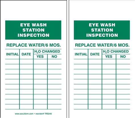 Free Printable Eye Wash Station Inspection Sheet Prin