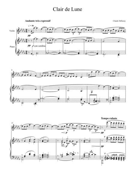 Or browse results titled : Claude Debussy - Clair De Lune (Violin Solo) By Claude Debussy (1862-1918) - Digital Sheet Music ...