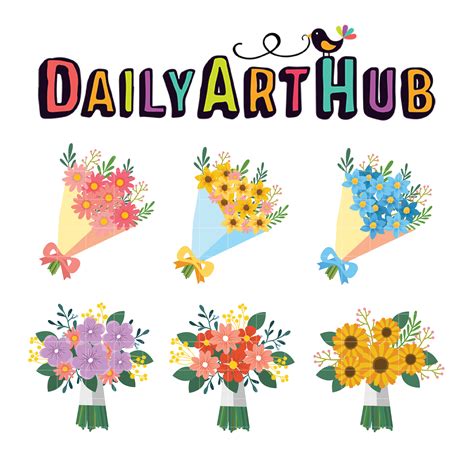 Colorful Flower Bouquet Clip Art Set Daily Art Hub Free Clip Art