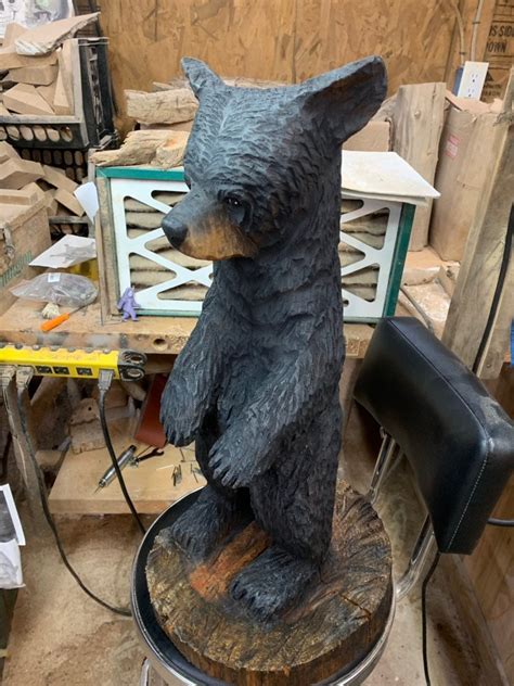 Bear Chainsaw Carving, Wood Carving, Bear Carving, by Josh Carte, Made 