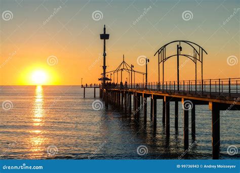 Brighton Beach Pier With People At Sunset Stock Image Image Of