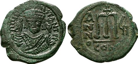 Byzantine Empire Ad 579580 Tiberius Ii Constantine Ae Follis Ef