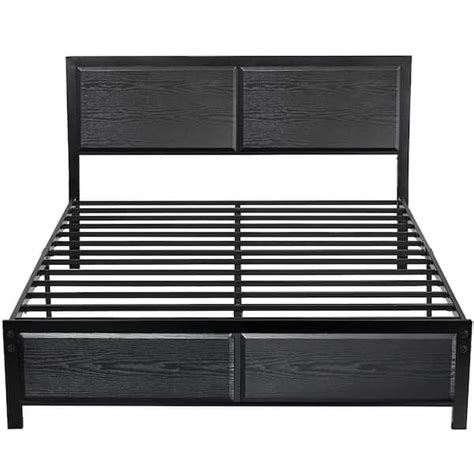 Vecelo Metal Bed Frame Black Metal Frame Queen Size Platform Bed With