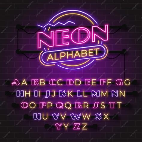 Premium Vector Glowing Neon Alphabet Letters