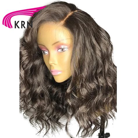 Krn Short Wavy Lace Front Human Hair Wigs With Baby Hair 130 Density