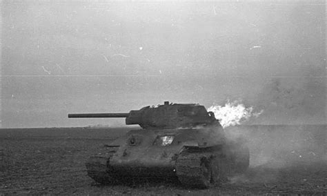 Russian T 34 Shortly After Receiving A Direct Hit From German Anti Tank