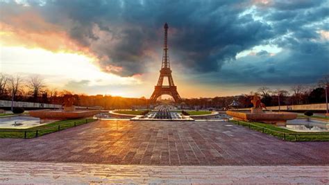 Paris Eiffel Tower At Sunrise Stock Footage Video 100 Royalty Free