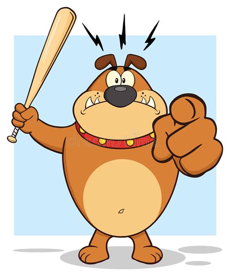 Aggressive Brown Bulldog Cartoon Mascot Character Holding A Bat And