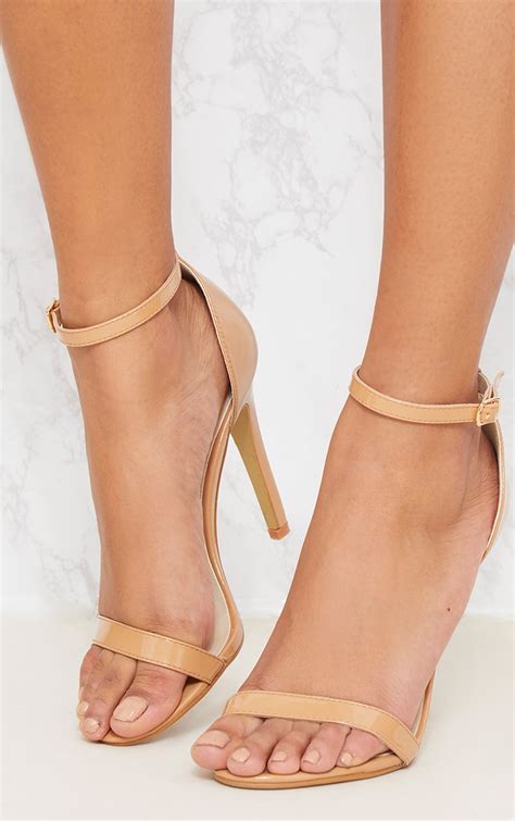 Nude Patent Heeled Strappy Sandal Prettylittlething Sa