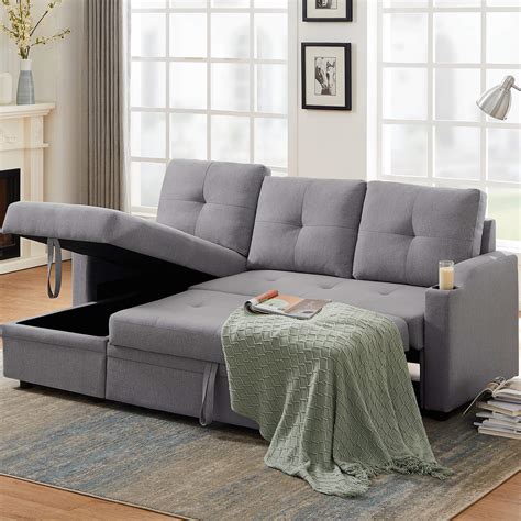 Buy Merax Reversible Sectional Sofa Er Sectional Couch Pull Out Sofa