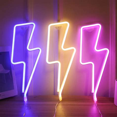 Acdc Inspired Red Lightning Bolt Led Light Bowiegallery