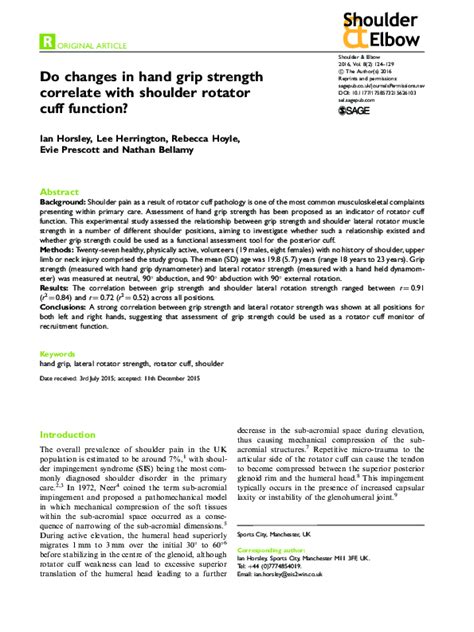 Pdf Do Changes In Hand Grip Strength Correlate With Shoulder Rotator