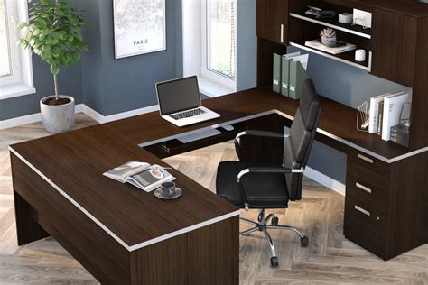 Ridgeley 65w U Shaped Executive Desk With Pedestal And Hutch Bestar