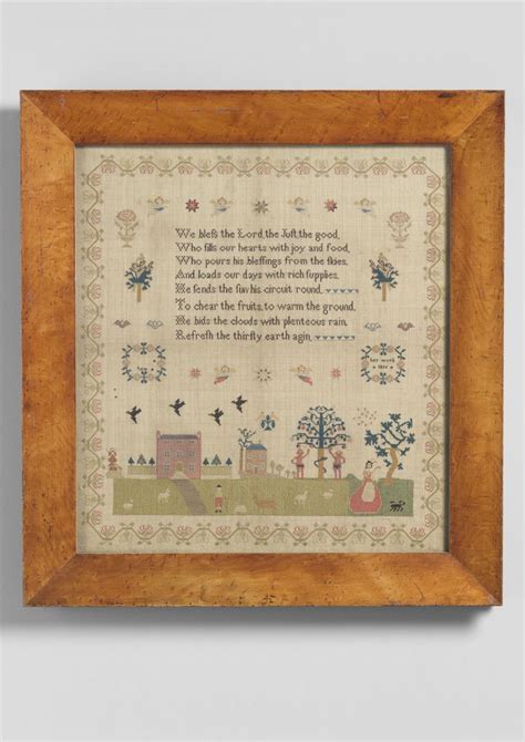 Robert Young Antiques Collection Fine Pictorial Needlework Sampler