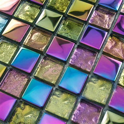 Related searches for glass mosaic tiles bathroom Iridescent Glass Mosaic Tile Backsplash Mesh Mounted Metal ...