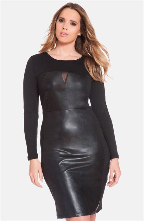 Eloquii Faux Leather And Knit Sheath Dress Plus Size Nordstrom