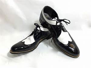 Vintage Size 10 5d Mens Adams Shoes Black White Wingtips Etsy
