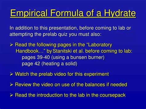 Ppt Empirical Formula Of A Hydrate Powerpoint Presentation Free