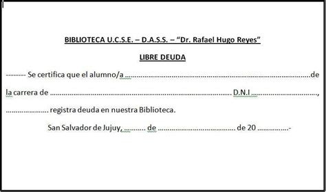 Biblioteca Dr Rafael Hugo Reyes Solicitud De Libre Deuda