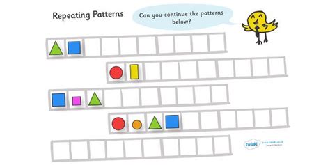 Twinkl Resources Repeating Pattern Worksheets Shapes And Colours