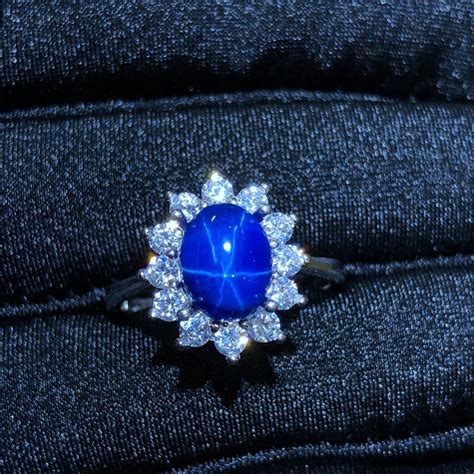 Natural Blue Star Sapphire Engagement Rings For Women 5x7mm Etsy
