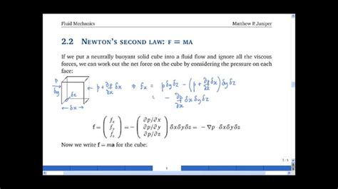 22 Eulers Equation Newtons Second Law In An Inviscid Fluid Youtube