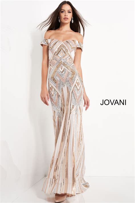 Jovani 04813 Nude Multi Sequin Embellished Evening Dress