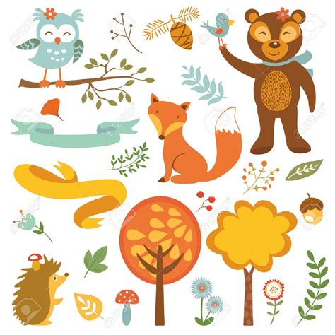 Cute Forest Animals Colorful Collection Vector Illustration Ad